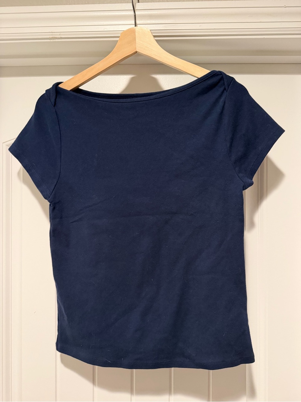 Old Navy Navy Off-Shoulder Short Sleeve Tee
